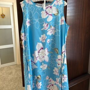 Floral Blue Sleeveless Dress